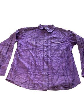 10.Deep: Men's Long Sleeve Purple Plaid Western Style Shirt, Size Large